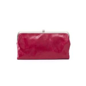 Faded red leather hobo wallet, great condition